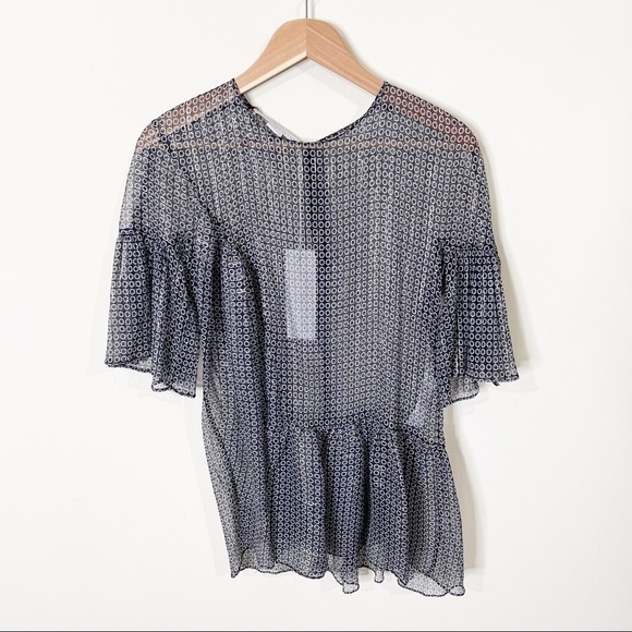 Stella McCartney Silk Circle Star Ruffle Flounce Short Sleeves Top Size 42 or 6 - Picture 2 of 13